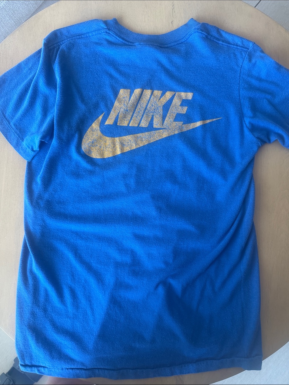 Nike Blue Tee with Gold Logo - Kids Short Sleeve
